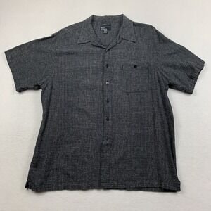 Mark‎ Edwards Shirt Mens XXL Washable Linen Black Check Plaid Button Up